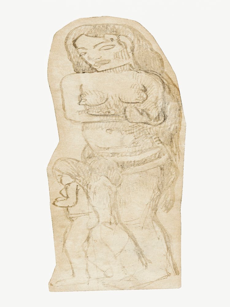 Skizze einer Maori-Frau und eines Kindes, Paul Gauguin