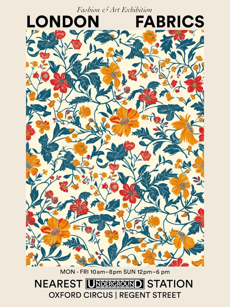 Poster Floral Oasis London Fabrics Floral Pattern 1