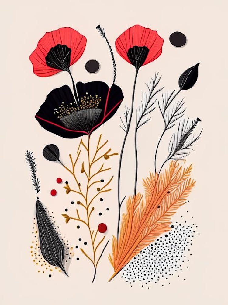 Poppy Seeds Spices And Herbs Minimal Line Drawing 2