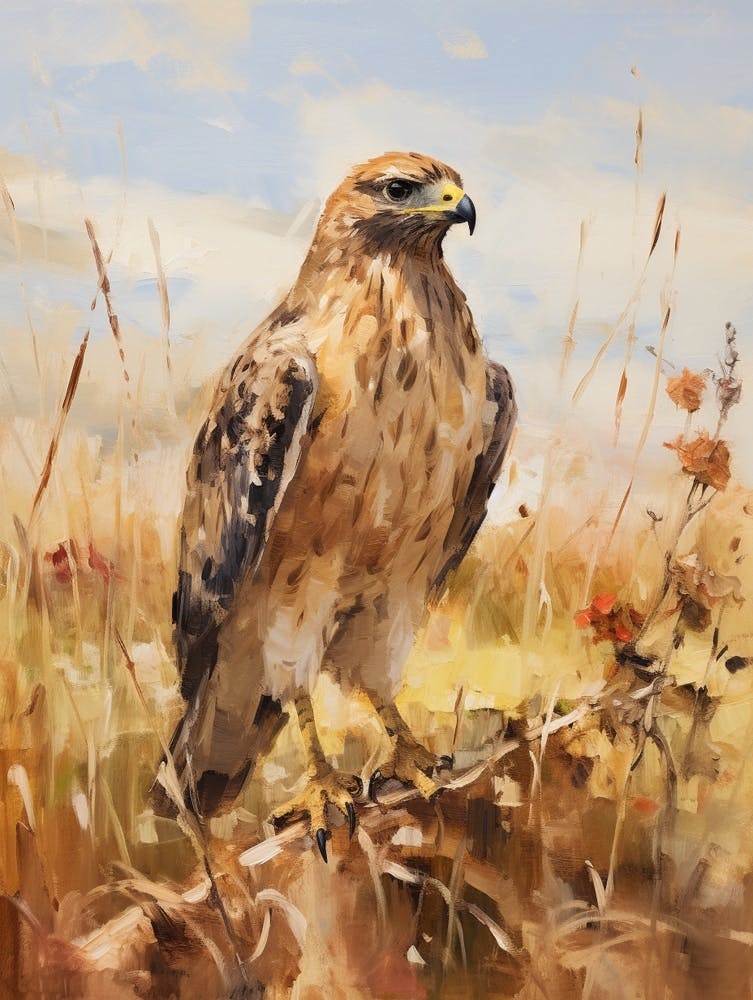 Vogelgemälde Rotschwanzbussard 1