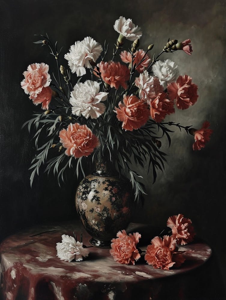 Baroque Floral Still Life Carnations 6