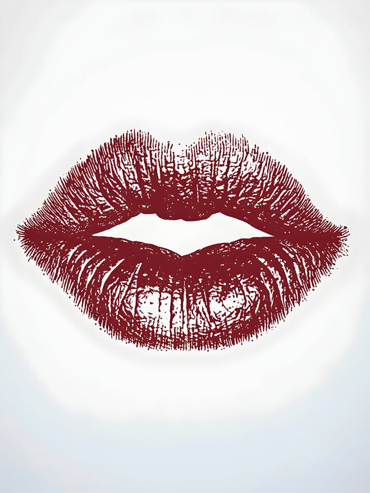 Red Lips On White Background