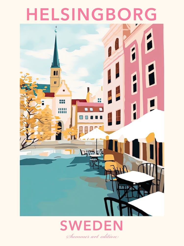 Helsingborg, Sweden, Flat Pastels Tones Illustration 4 Poster