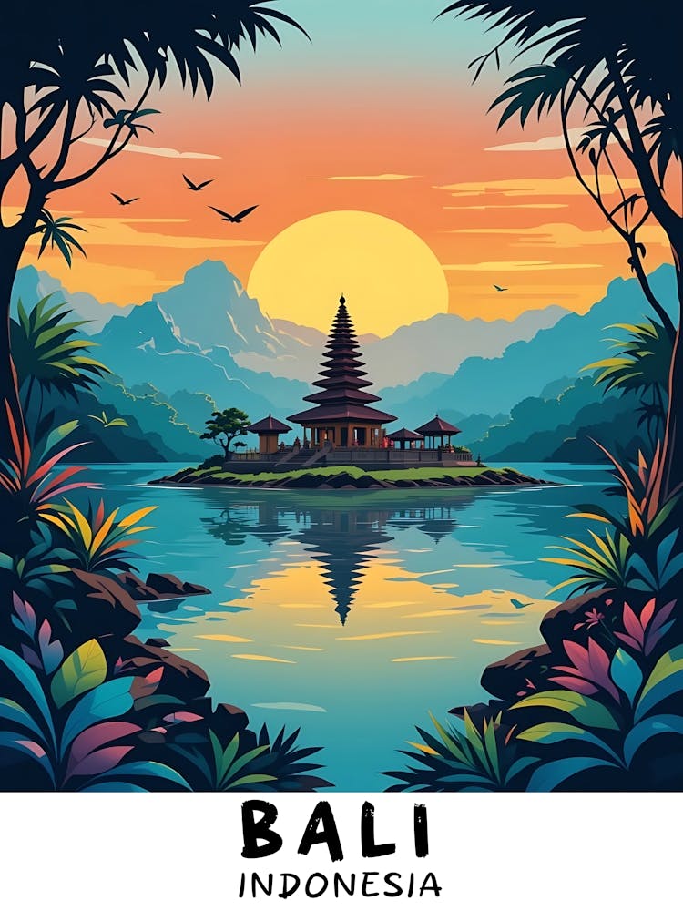 Bali Indonesia Vintage Travel Poster 6