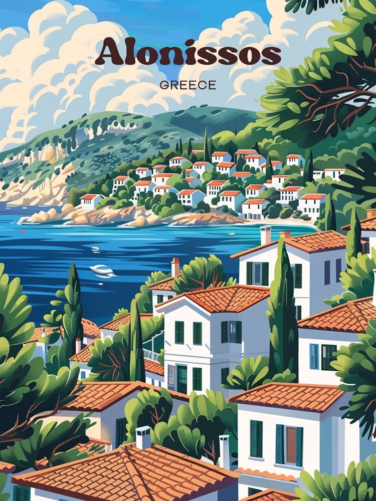 Alonissos Greece Coast Travel Art