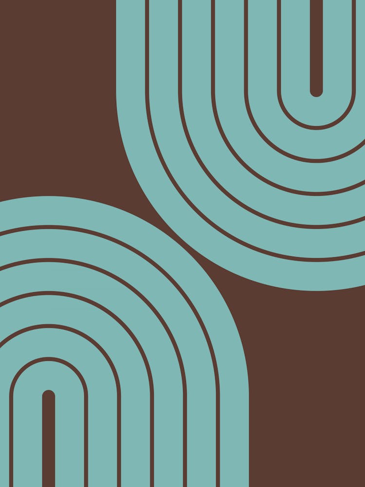 Midcentury Modern Geometric Rainbow Ivvi In Pewter Blue And Retro Royal Brown 01