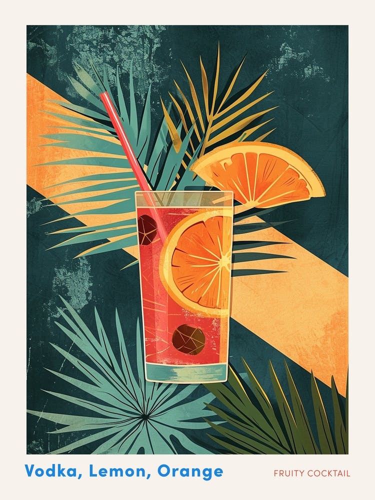 Art Deco Fruity Cocktail 2 Poster