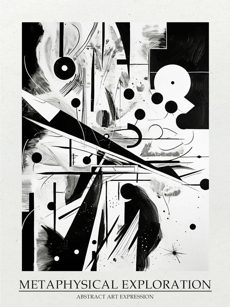 Metaphysical Exploration Abstract Black And White 5 Poster