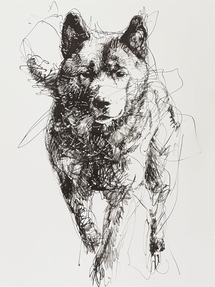 Akita Dog Line Sketch 2