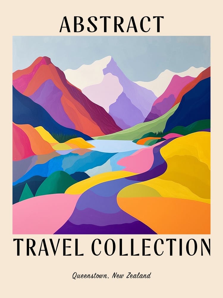Abstract Travel Collection Poster Queenstown New Zealand 2