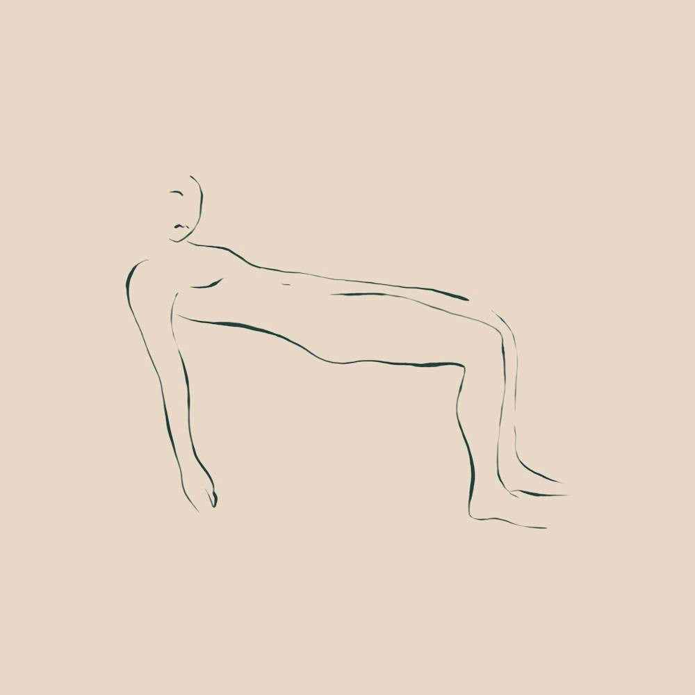 Nude drawing of a woman lying down