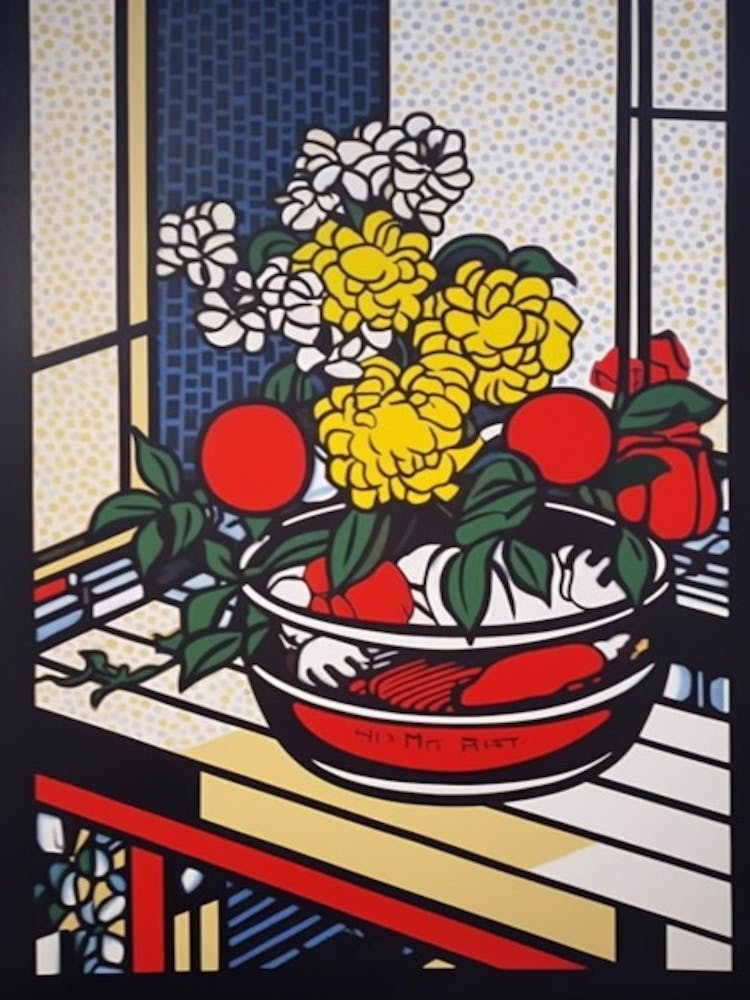 Nature morte de chrysanthèmes 3 Style Pop Art