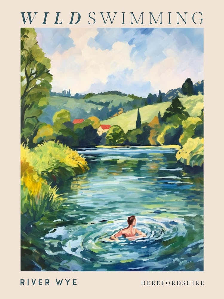 Wild Swimming At River Wye Herefordshire Poster