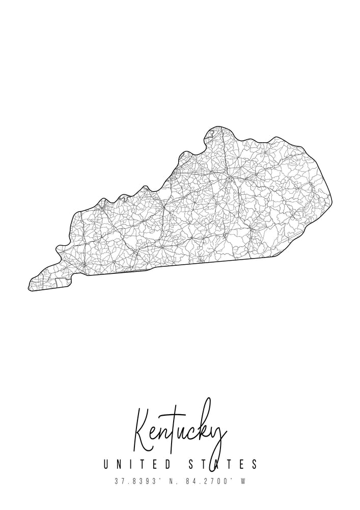 Kentucky Minimal Street Map