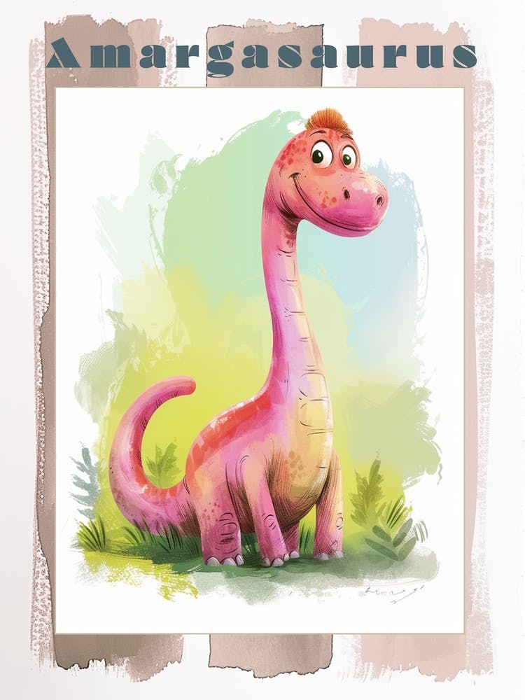Cute Cartoon Amargasaurus Dinosaur 1 Poster