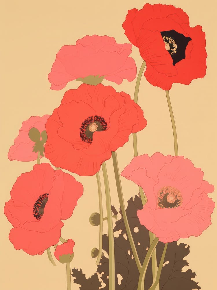 Mohnblumen Groß Kühn Illustration 4