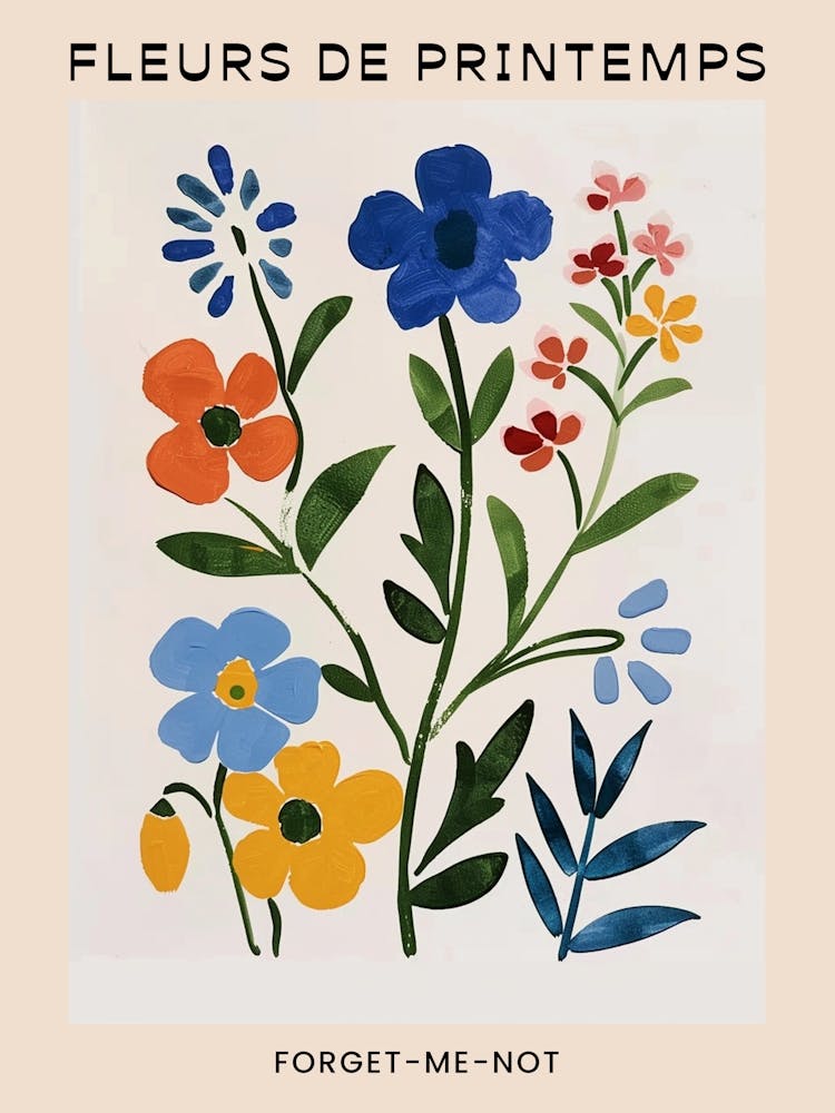 Spring Floral French Poster  Forget Me Not 3