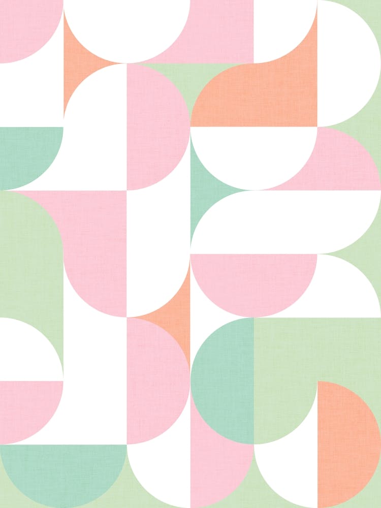 Mid-Mod playful geometric dots and shapes pattern candy pastels