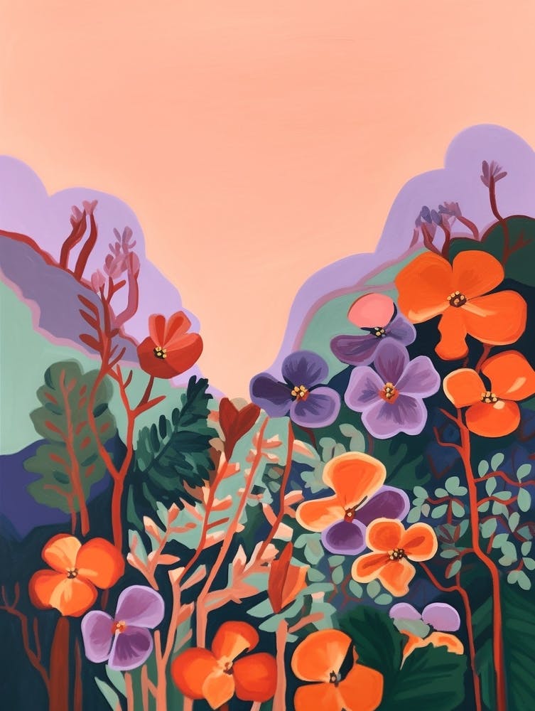 Boho Wildflower Painting Violets Viola 2
