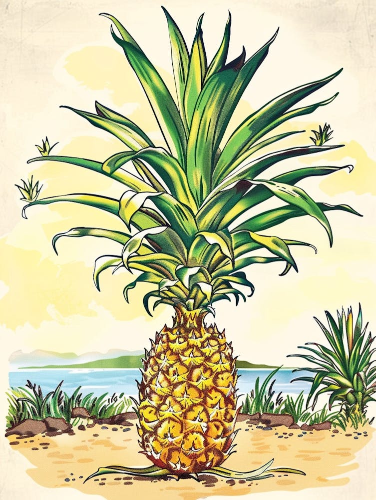 Pineapple Tree Storybook Illustration 2