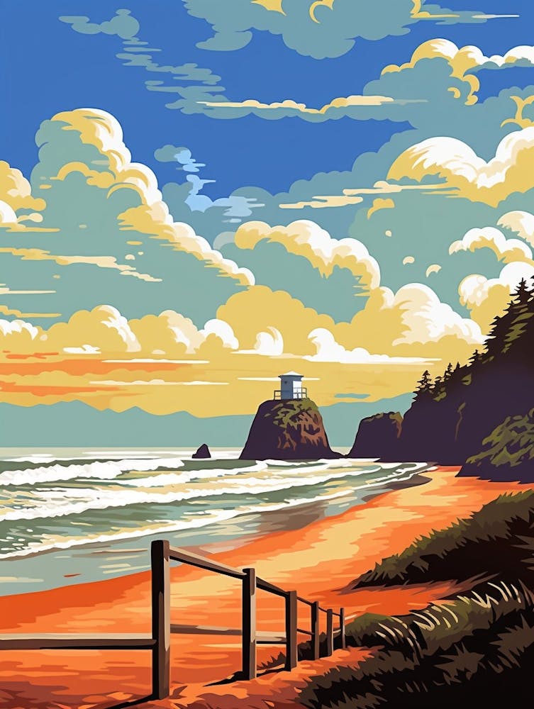 Cannon Beach Washington Retro Pop Art 14