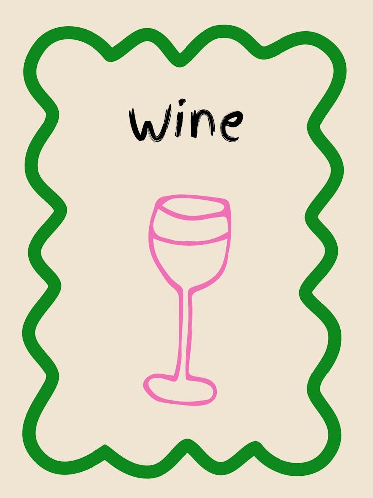 Affiche Doodle Vin Vert & Rose