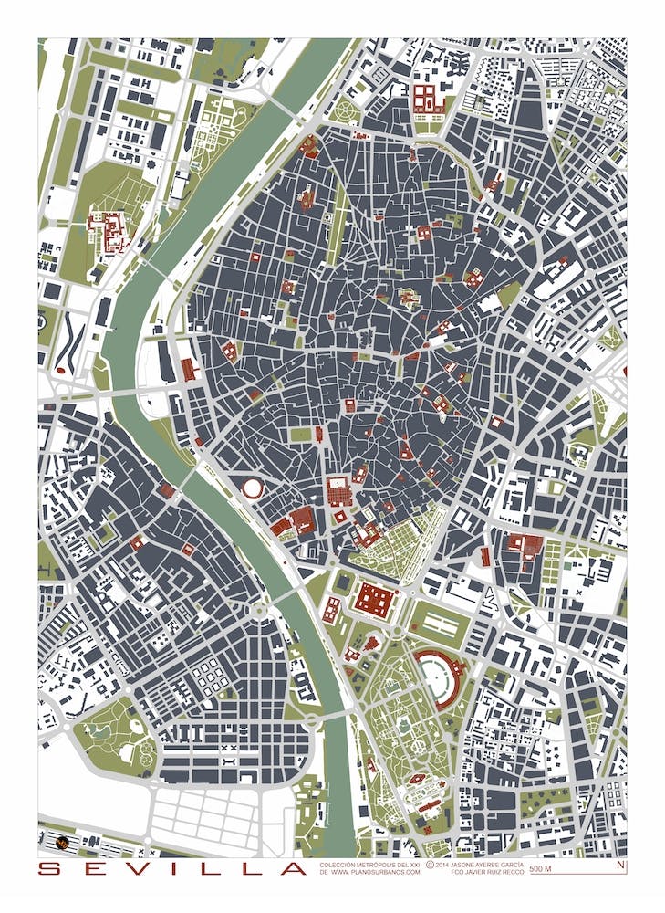 Seville Engraving Map