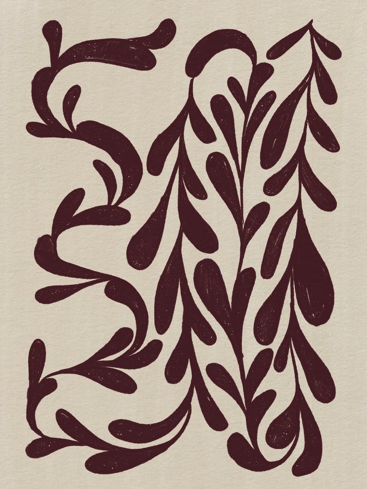 Vines and Leaves Nude And Red