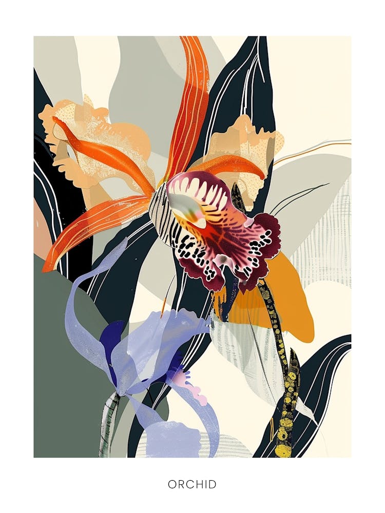 Colourful Flower Illustration Poster Orchid 2