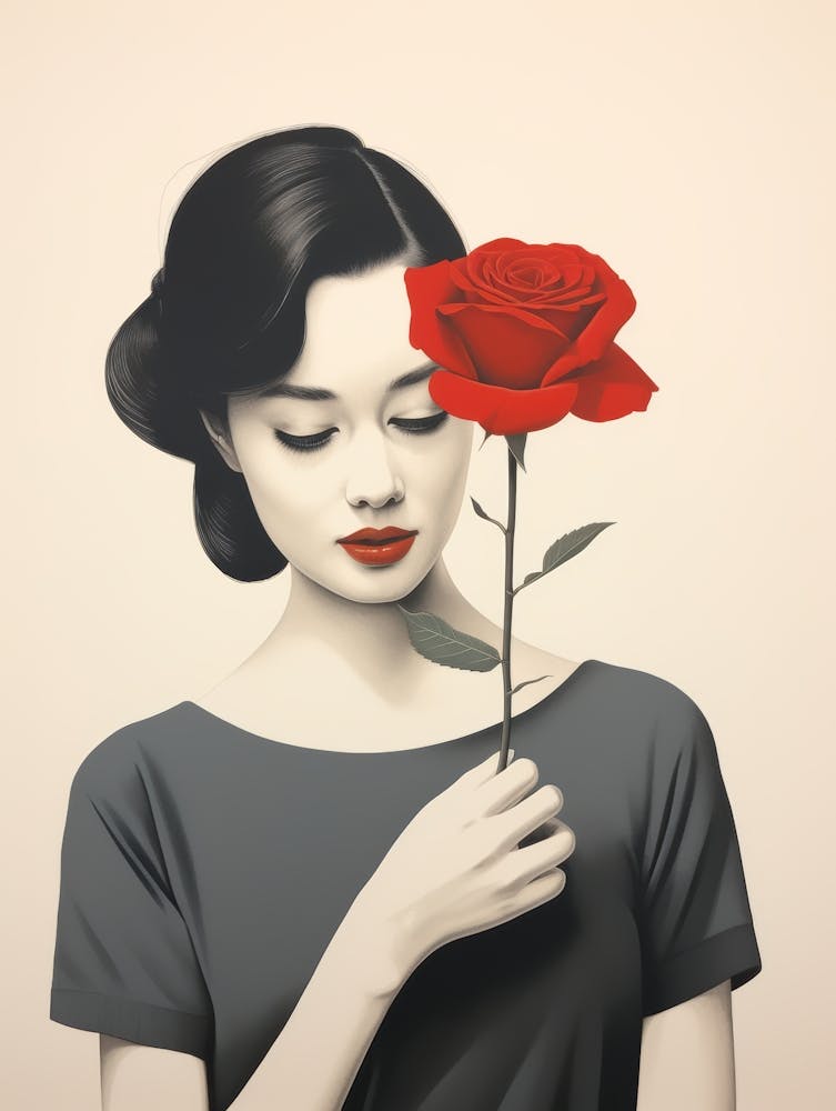 Woman Holding A Rose