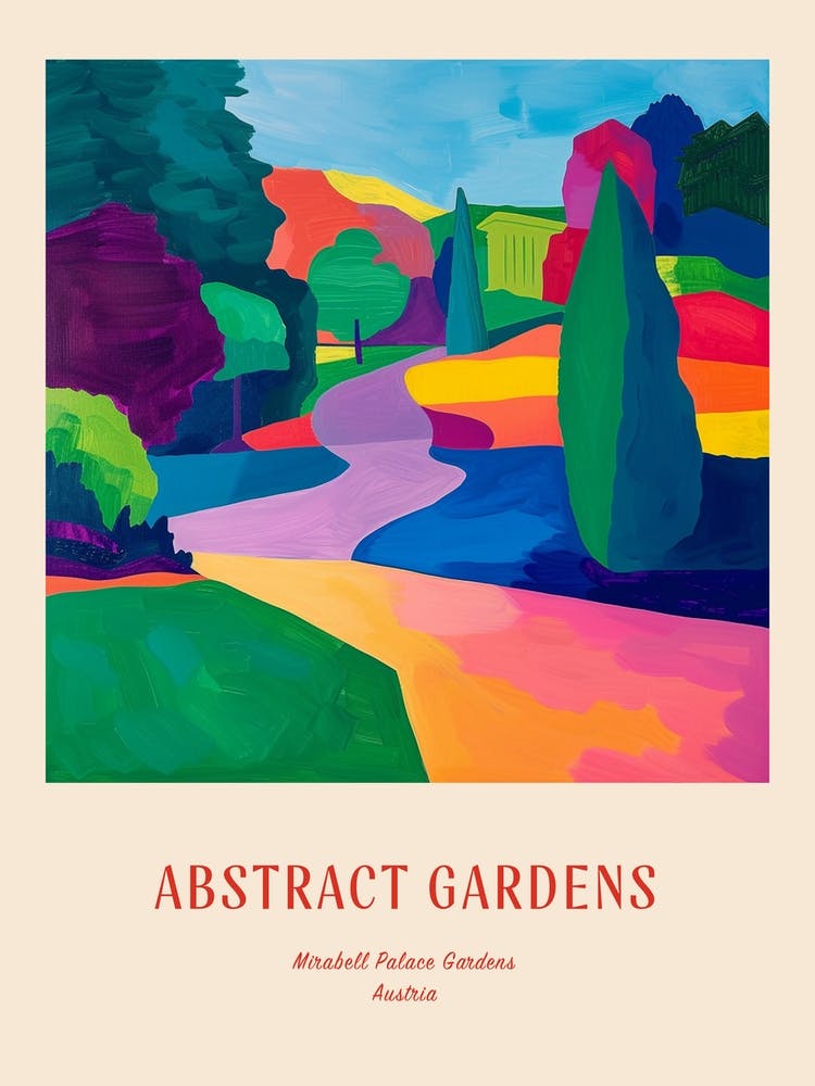 Colourful Gardens Mirabell Palace Gardens Austria 4 Red Poster