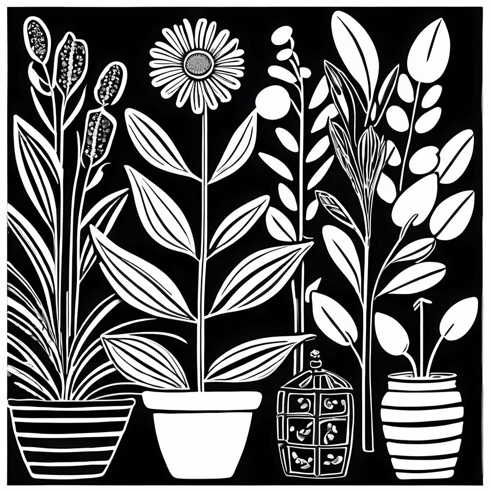 Lion cut inspired Black and white Garden plants & flowers art, Gardening art, Garden 211