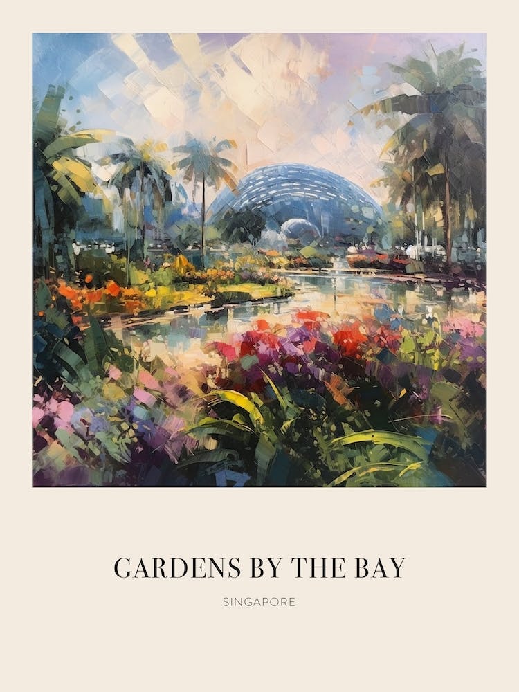 Gardens By The Bay Singapore 2 Vintage Cezanne Inspired Poster