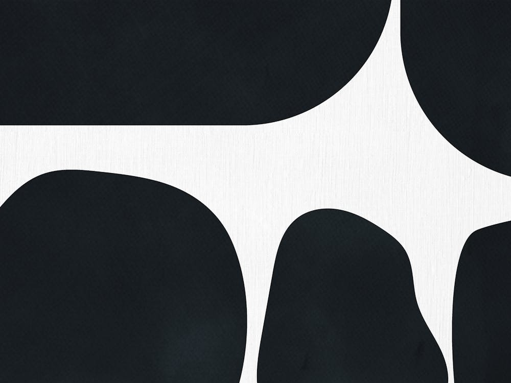 Black and White Abstract Mid-century Modern Artwork Geometric Shapes