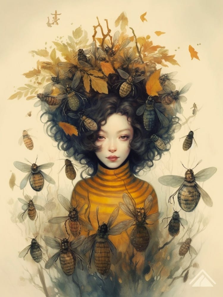 Queen Bee Beehive Watercolour Illustration 2