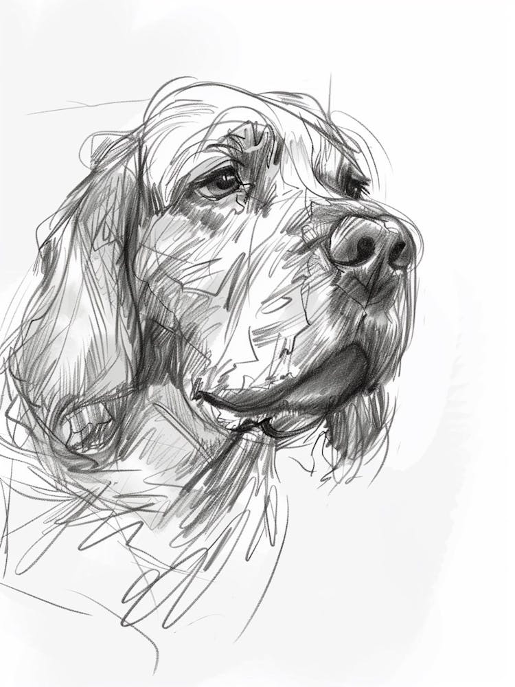 Clumber Spaniel Dog Charcoal Line 3