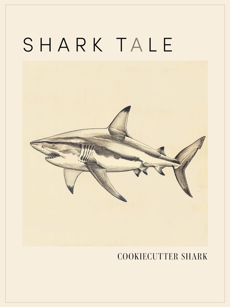 Cookiecutter Shark Vintage Illustration 2 Poster
