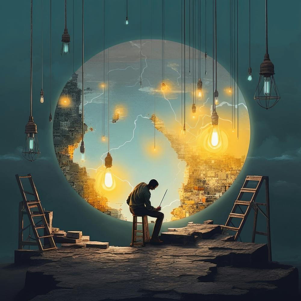 Man Sitting On A Ladder