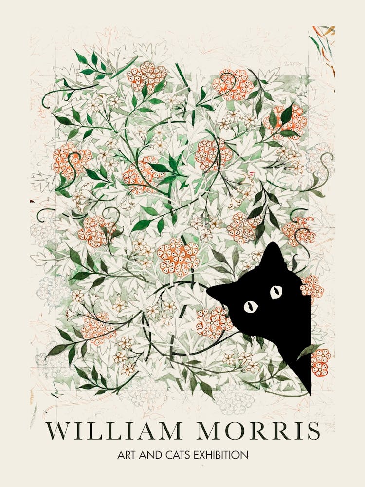 William Morris Peekaboo Cat Jasmine Flower Botanical
