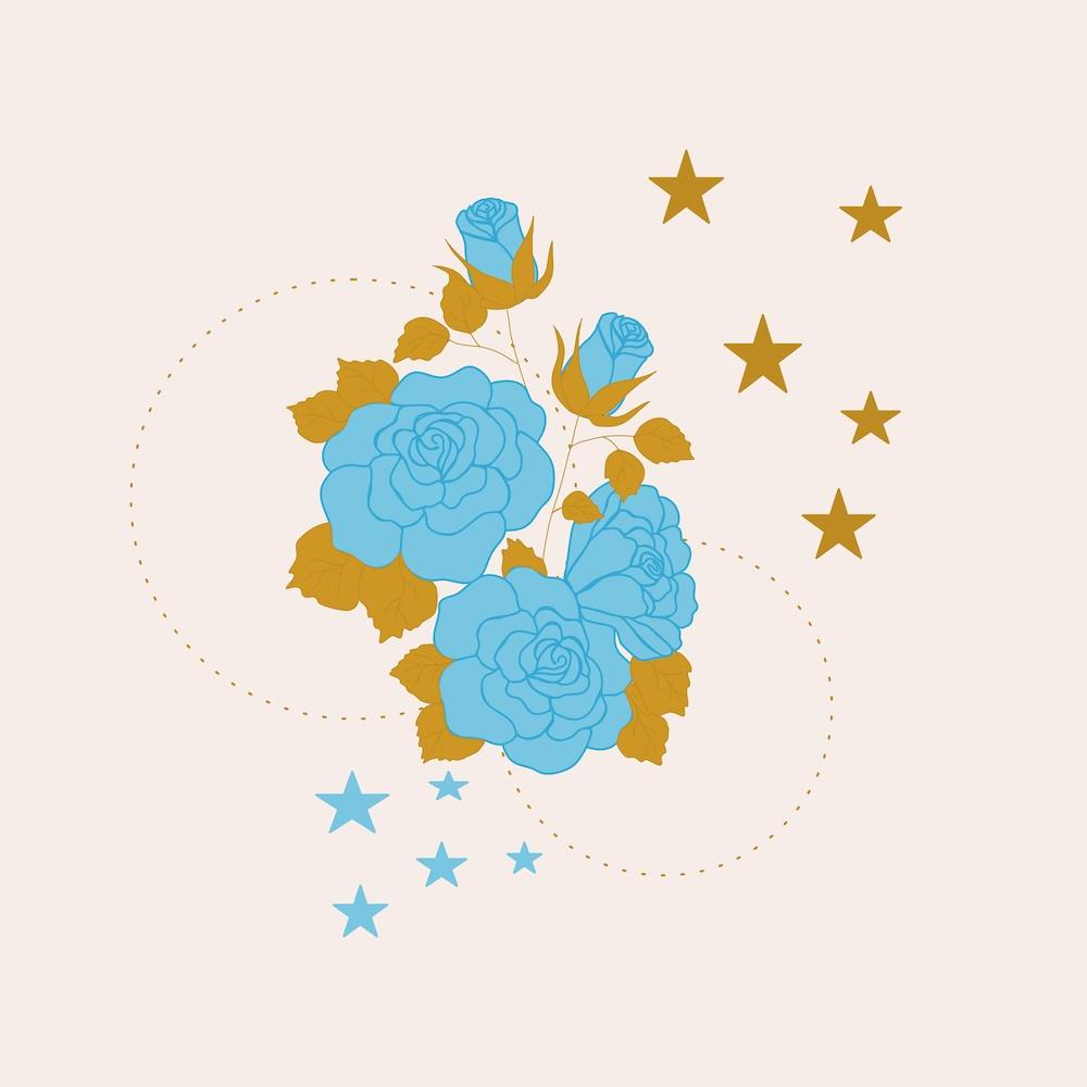 Blue Rose And Geometrics Square