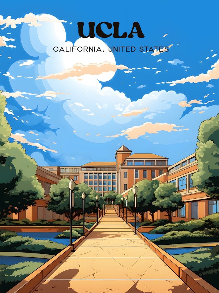 UCLA California University Travel Illustration
