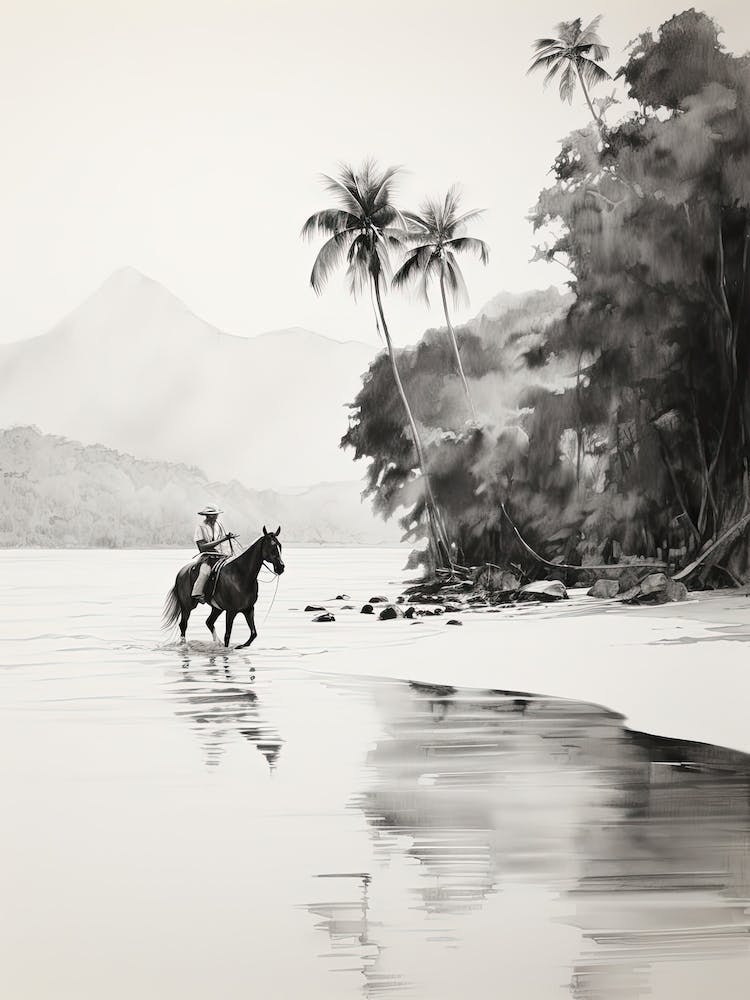 A Horse Oil Painting In El Nido Beaches, Philippines, Portrait 4