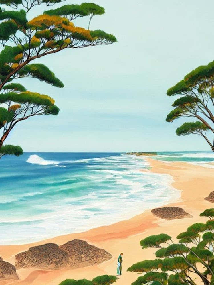 Narrabeen Beach, Australia Contemporary Illustration 1