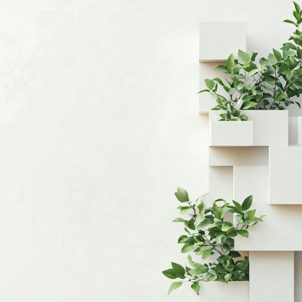 Cubes Blancs Avec Plantes