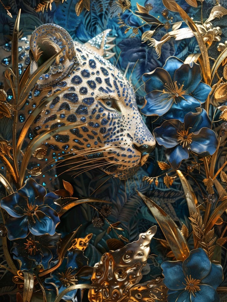 Leopard With Flowers 1