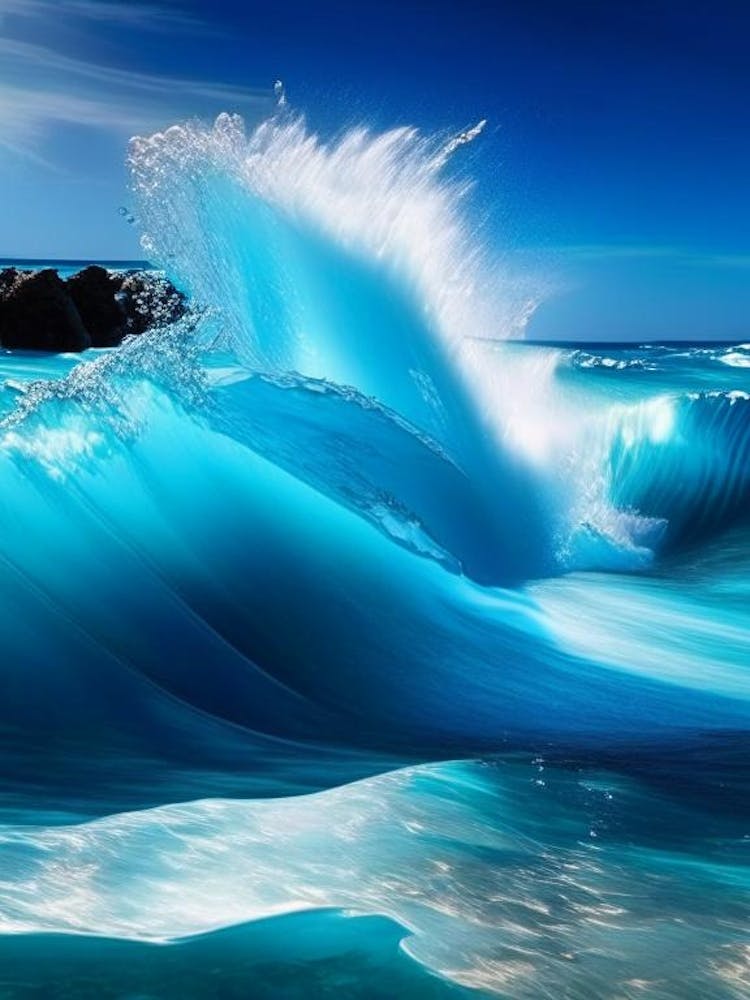 Rushing Water In Deep Blue Sea Water Waterscape Photography 1