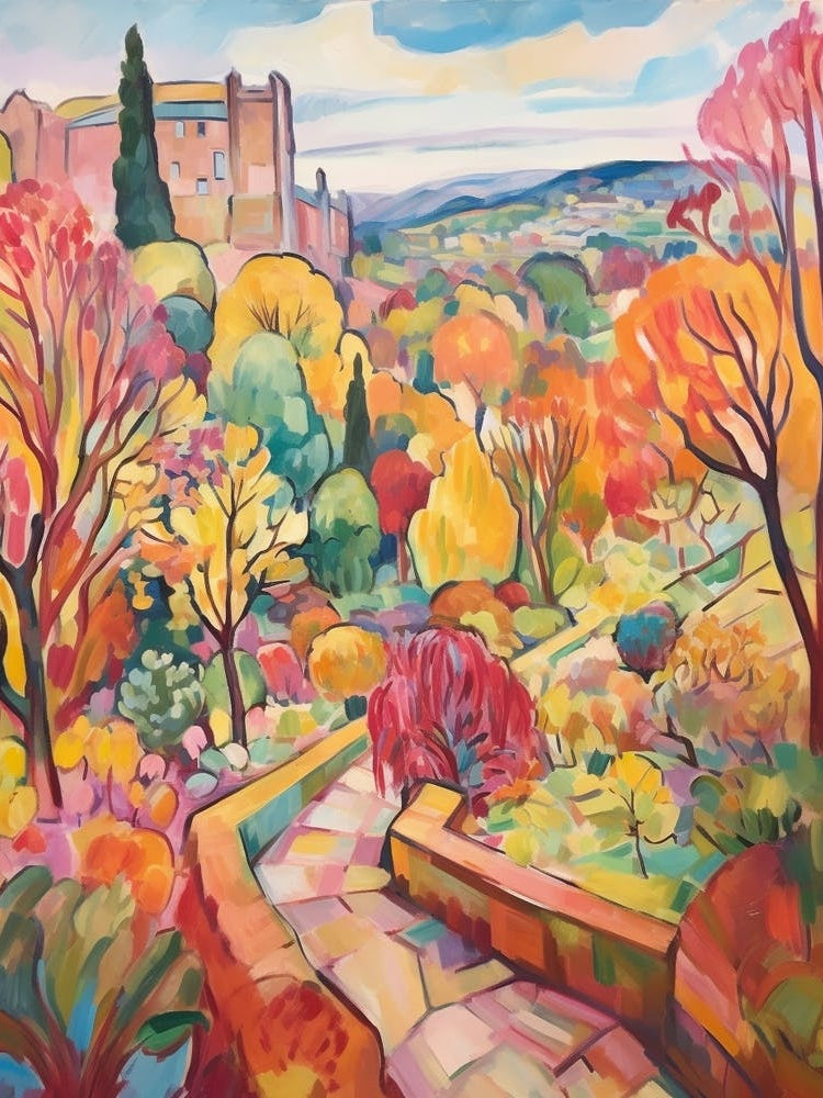 Autumn Gardens Painting Powis Castle Gardens United Kingdom 2