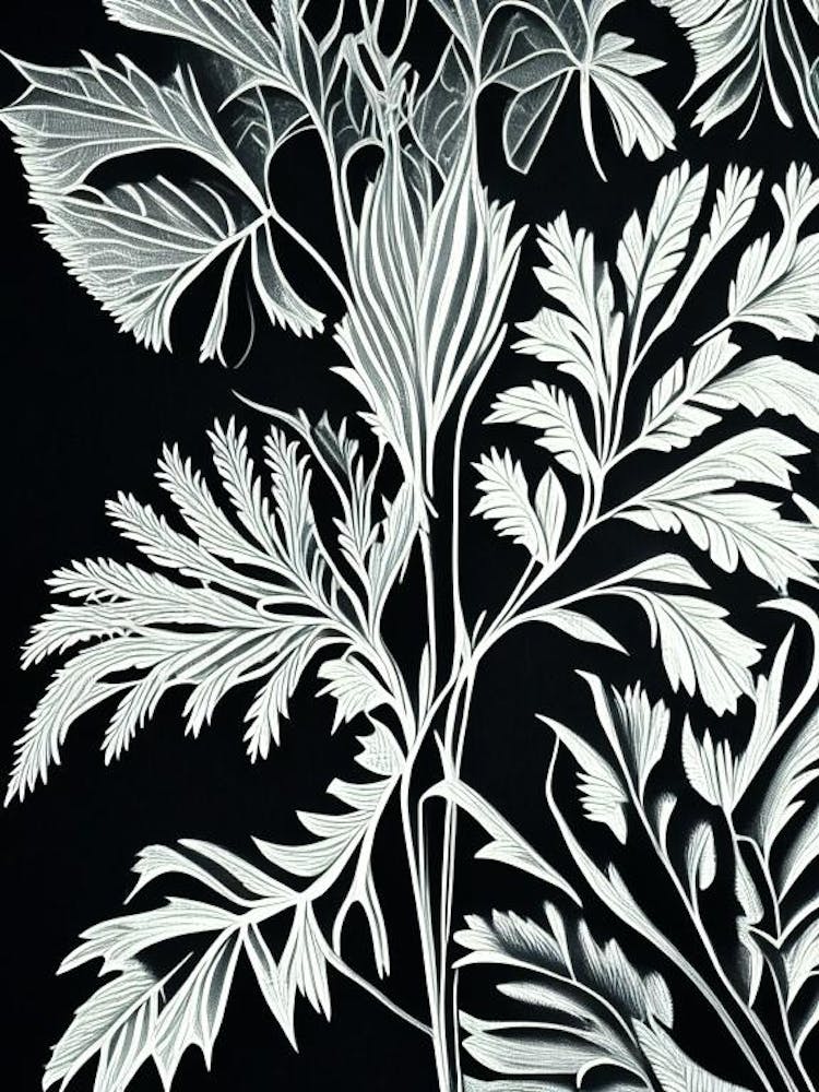 Sweet Cicely Leaf Linocut 2