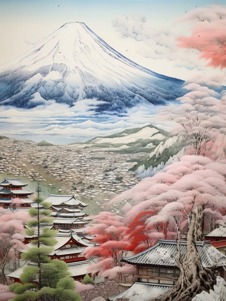 Shirakawa Go In Gifu, Ukiyo E Drawing 3