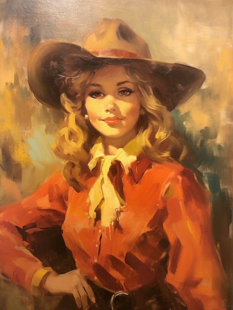 Vintage Cowgirl Painting 1